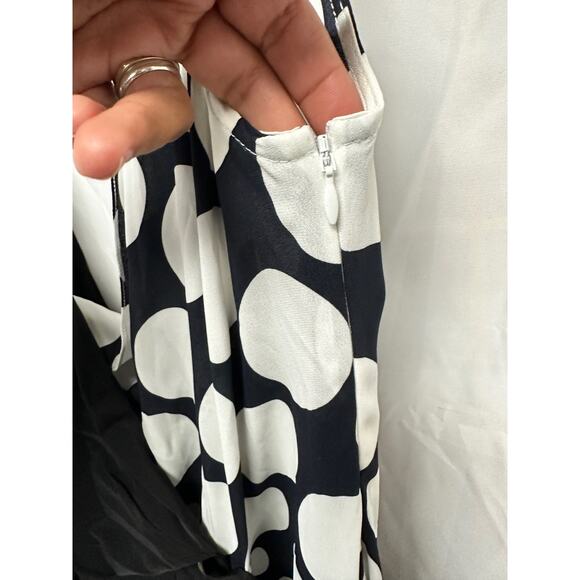 Awake A.W.A.K.E. V-Neck Draped One-Sleeve Asymmetric Polka-Dot Dress - Picture 10 of 15